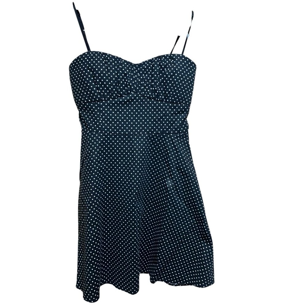 Emerald Sundae Jr 9 Black White Polka Dot Strapless Fit & Flare Dress Cocktail